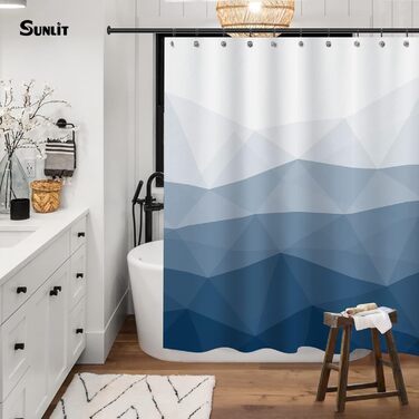 Драпірування для душу Sunlit Designer, блакитний о́мбре, для декору ванної кімнати, сучасний душовий завіс