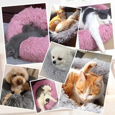 М'яке ліжко для котів та собак DONWEI, кругле, плюшеве, 50/70 см, рожеве