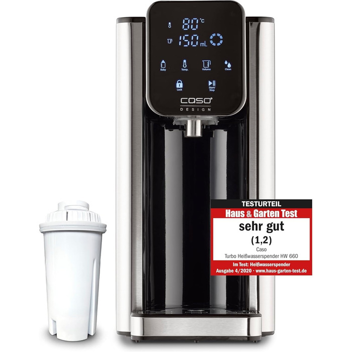 CASO HW 660 Hot Water Dispenser - Test Result: very good - hot water in seconds - saves up to 50% energy compared to kettles - 8 volume settings - kettle with temperature control