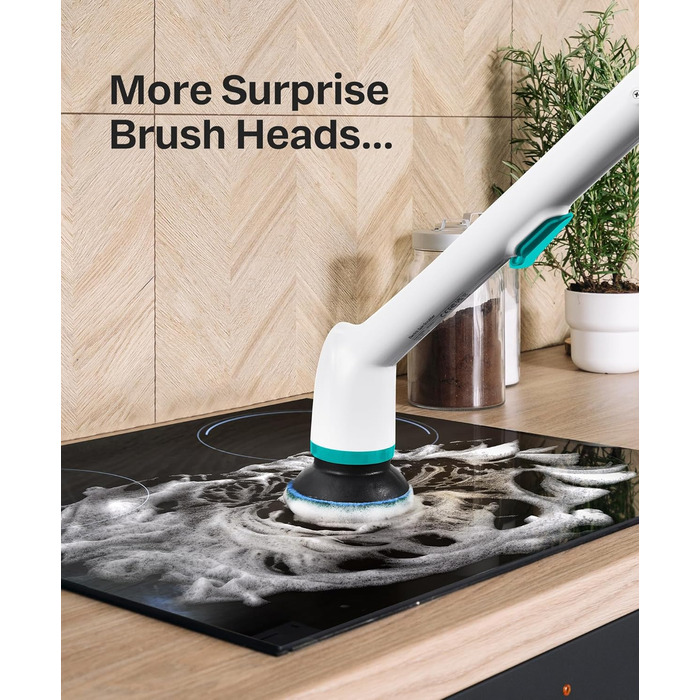 LyriFine Electric Cleaning Brush, New Full-Body IPX7 Waterproof Electric Cleaning Brush, Long-Handle Electric Cleaning Brush for Household Use, 2 Speeds, Replacement Heads for Bathroom