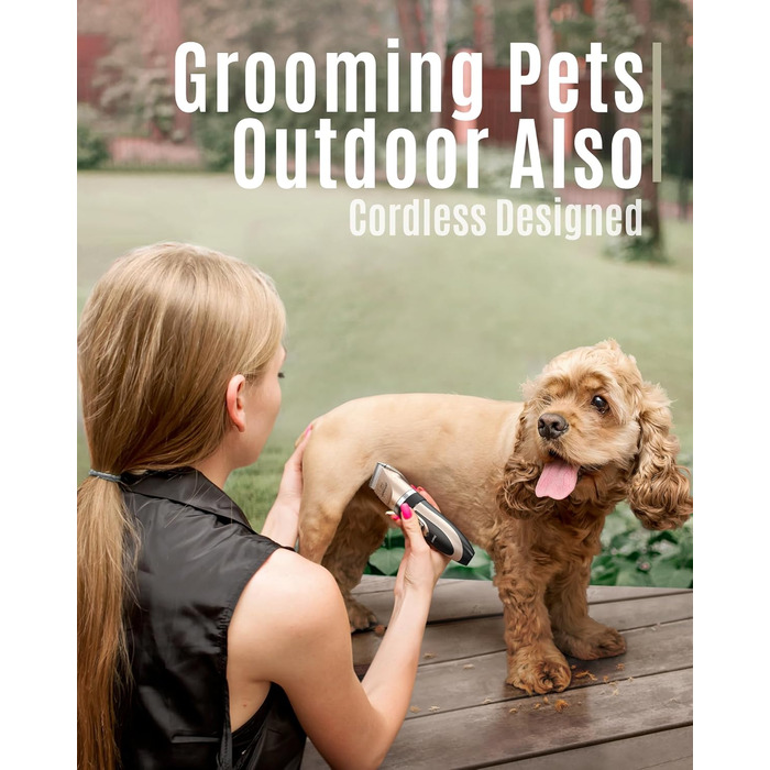 Oneisall Professional Pet Hair Clipper - Cordless Dog & Cat Grooming Kit - Electric Hair Trimmer with Gold Finish