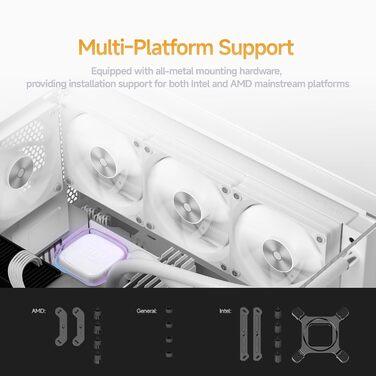 AIO рідинне охолодження ПК з цифровим дисплеєм, 360 мм, для AMD AM4/AM5 та Intel LGA 115X/1200/1700/1851 (Iota L24 WH)