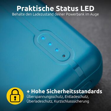 Повербанк Intenso Powerbank XS10000, 10000 мАг, швидка зарядка, USB-C, USB-A, microUSB для смартфона, планшета та камери, Petrol