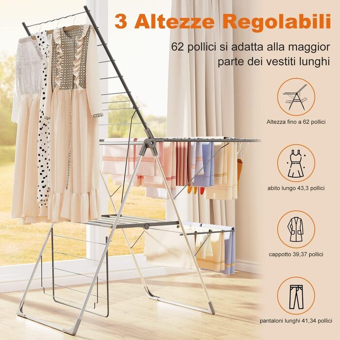 Стійка для сушіння білизни Innotic, 3 яруси, складна, сірого кольору