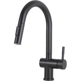 Кран кухонний високого тиску SEMANEY з висувною лійкою, поворотний на 360°, одноручковий, матовий чорний