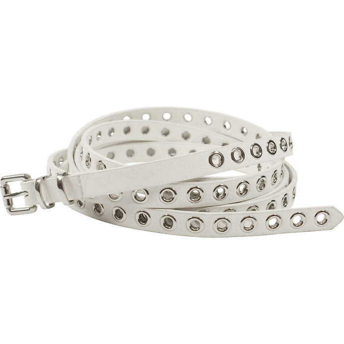 Жіночий пояс-скрутка з декоративними пірсингом та срібною застібкою, ширина 1,5 см (білий)
