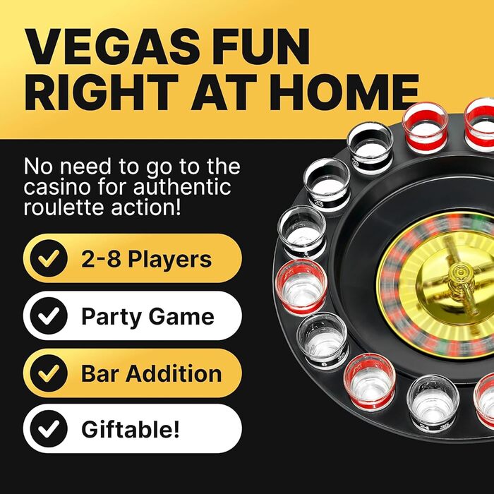 Рулетка для пиття Shot Glass Roulette набір 16 предметів, пластик, червоно-чорний
