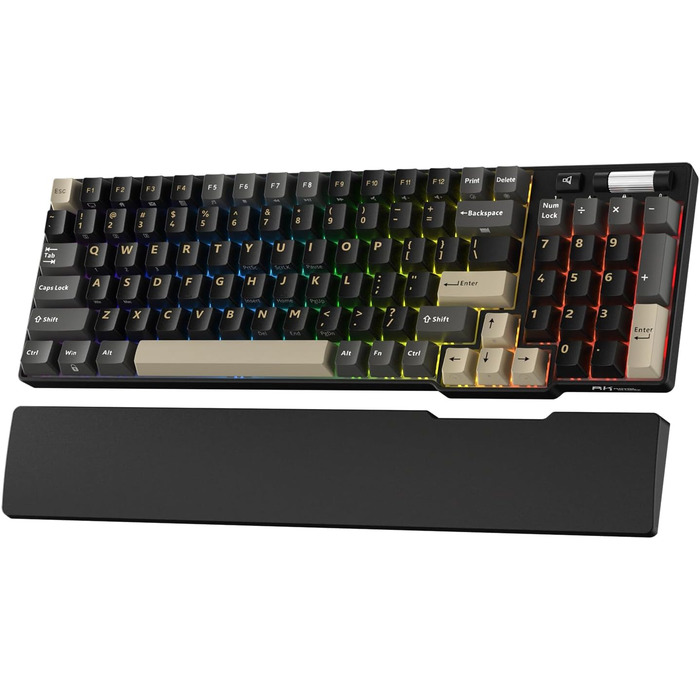 Механічна клавіатура RK ROYAL KLUDGE RK96 RGB Limited Ed з підсвічуванням, 96 клавіш, бездротовий з'єднання (BT5.0/2.4G/USB-C), Hot-Swap, підтримка програмного забезпечення, лінійні перемикачі, підставка для зап'ястя, QWERTY, колір: хромо-зелений, Eclipse