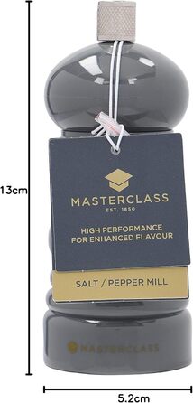 Мельниця для перцю та солі MasterClass, пластик, сіра, 12 см