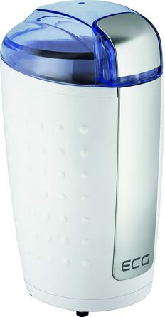 Електрична кавомолка ECG KM 110 для кави та горіхів, з нержавіючої сталі, біло-срібна