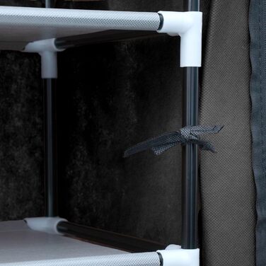 INTIRILIFE Folding Wardrobe 170x58x28 cm in Raven BLACK - with Zipper Fabric Wardrobe, Clothes Rack, Shoe Shelf with 9 Storage Compartments - Camping Storage Box, Textile Wardrobe