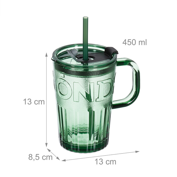 Relaxdays Set of 2 Handle Glasses