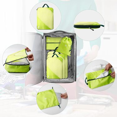 Набір органайзерів для валізи AiQInu: 5 шт. з компресією, для подорожей, з мішечком для взуття та білизни