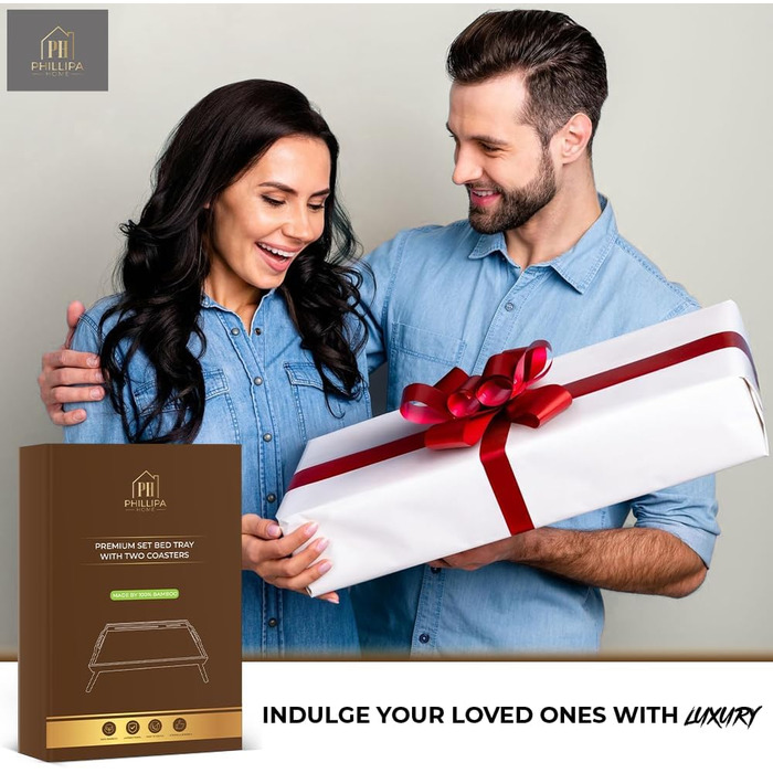 Бамбуковий піднос для сніданку Phillipa Home з 2 підставками - великий, для ноутбука 17,3 дюйма, їжі та напоїв