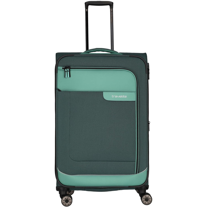 Travelite 4-Wheel Luggage Size L Softshell made from recycled material, Luggage Series VIIA: Trolley with expandable gusset + edge protection, 77 cm, 91-103 liters