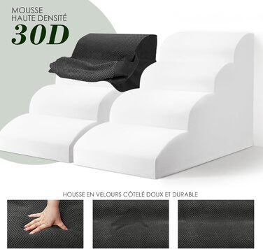 Dog stairs for small dogs, 4 steps pet stairs made of foam with a waterproof cover, detachable dog ramp cat stairs for sofa bed, send 1 lint roller (4-step black dog stairs)