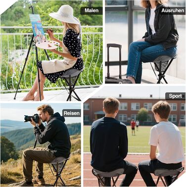 Складаний стільчик з кишенею Portal: легкий, міцний, для риболовлі, кемпінгу та пікніків (сірий)