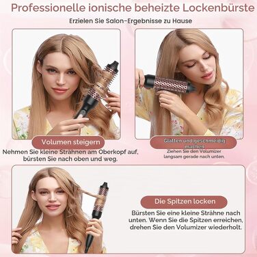 Мультистайлер для волосся 6 в 1 UKLISS Air Styler Set: фен-щітка, насадки для завивки та випрямлення, дифузор, LCD-дисплей, 1000 Вт (жовто-чорний)