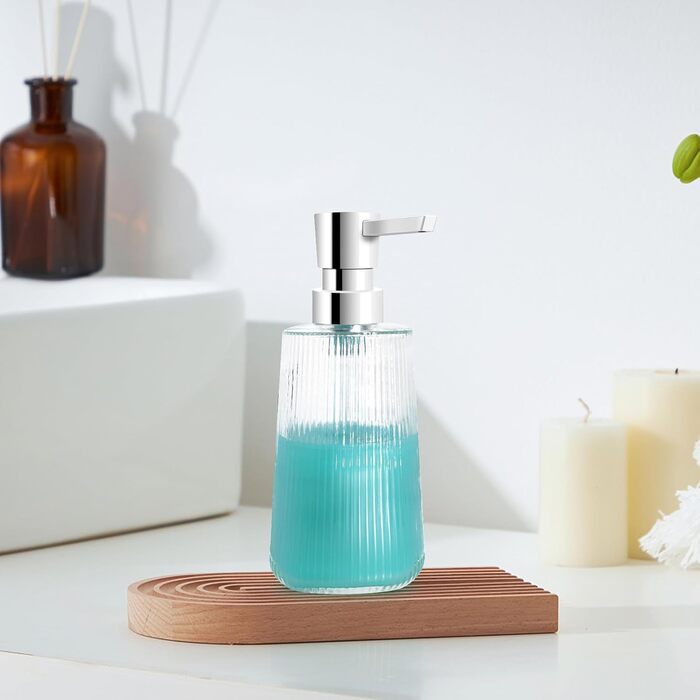 Набір дозаторів для мила з прозорого скла та чорного пластику, 250 мл (3 шт.)