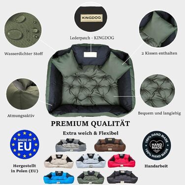 Ортопедичне ліжко для собак King Dog, зелене, M (75 x 65 см), водонепроникне, з силіконовою начинкою