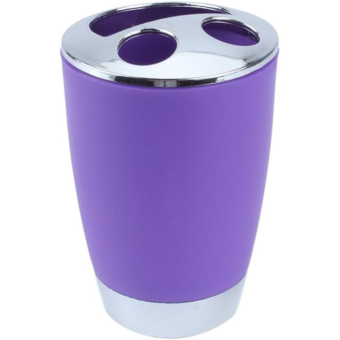 Bathroom and Toilet Set, 6-Piece Bathroom Accessory Set, with Cup, Toothbrush Holder, Soup Holder, Hand Sanitizer Bottle, Trash Can, Toilet Brush (Purple)