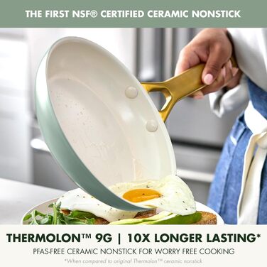 Сковорода GreenPan Reserve Pro, 20.3 см, керамічне антипригарне покриття, нержавіюча сталь, NSF-сертифікована, для плити та духовки, блакитний колір