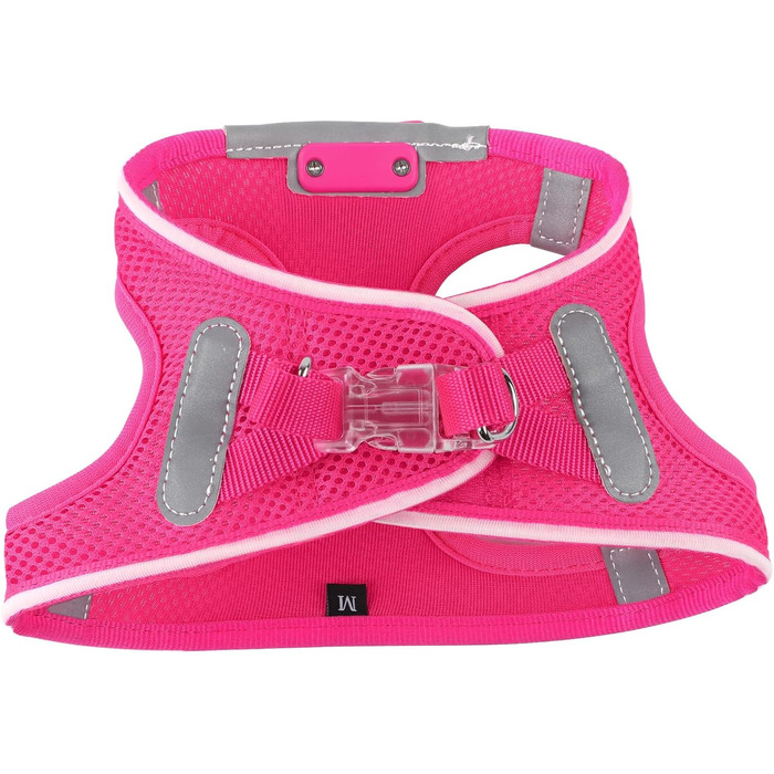Світлодіодне шлейка для собак з підзарядкою - світлотехнічна та світловідбиваюча для цуценят, собак середніх розмірів, нагрудна шлейка, дихаюча шлейка (рожева, L)