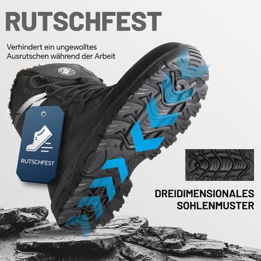 Зимові робочі черевики ANGRYRAM: тепла та безпечна модель для жінок та чоловіків (44 EU, чорний)