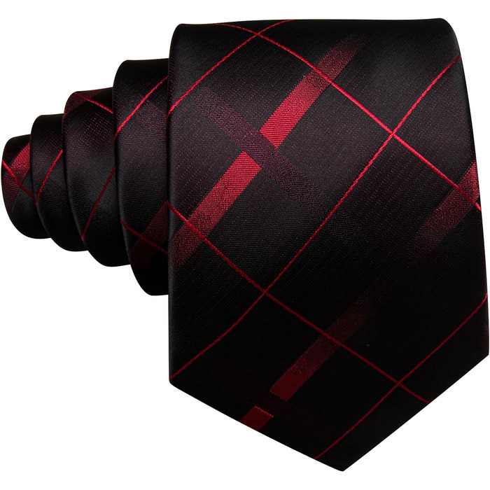 Краватка та нагрудна хустинка Hi-Tie для весілля, класичний стиль, квітковий принт, чорно-червоний каре, для чоловіків