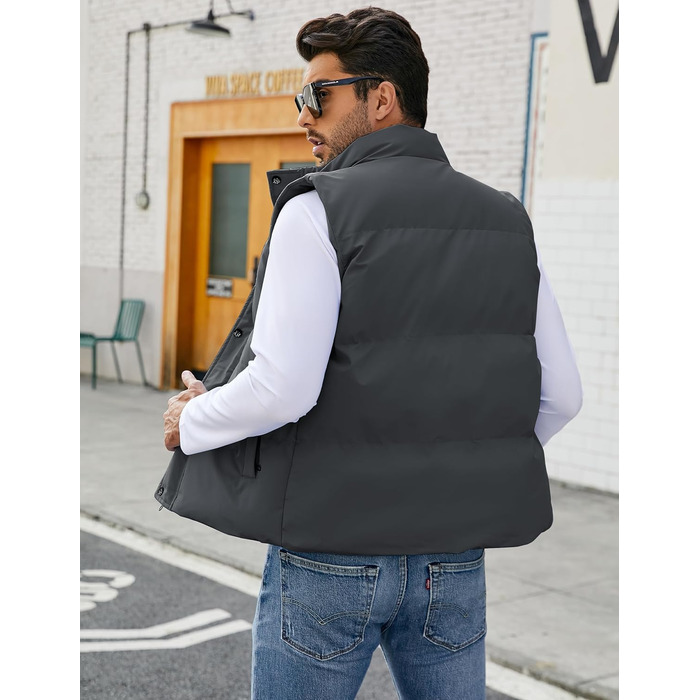 Чоловічий пуховий жилет Flygo - теплий, легкий, без рукавів, темно-сірий, XS