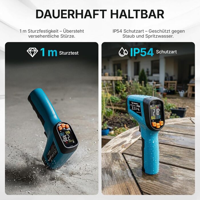 Інфрачервоний термометр Tilswall IR з лазерним цільовим прицілом (-50°C до 800°C) для приготування їжі, барбекю, піци, морозильних камер та промисловості