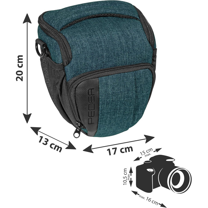 Захисний екран для камери PEDEA SLR сумісний з Olympus, Canon, Nikon, Panasonic (Розмір M, Petrol)