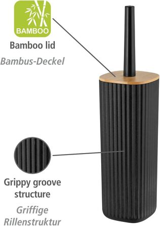 Набір для туалету WENKO Rotello: щітка та тримач з бамбуковим кришкою, білий/натуральний, Ø 10 x 36 см