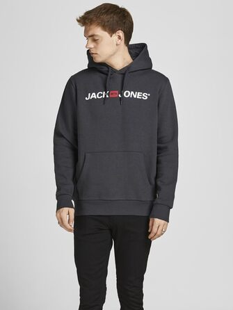 Чоловічий худі з капюшоном JACK & JONES з логотипом, колір Asphalt, розмір M