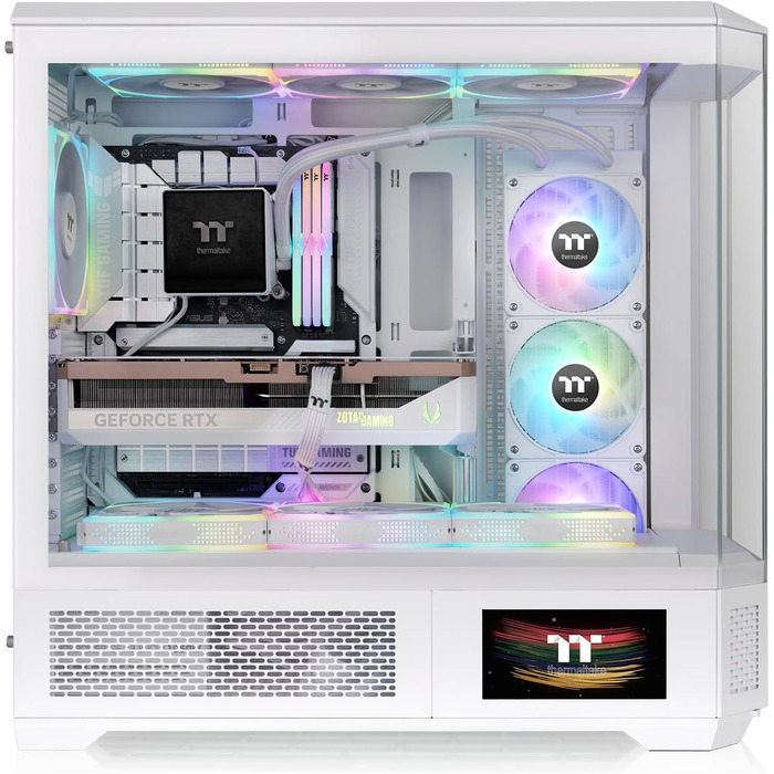Корпус Thermaltake View 600 TG Full Tower для ПК (E-ATX/ATX/mATX/mini-ITX) з прихованим підключенням, 4 скляними панелями, поворотними PCIe слотами, підтримкою радіатора до 420 мм та USB-C 3.2 Gen2 (Snow)