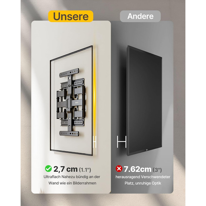 Кріплення для телевізора monTEK 1.1' Ultra Slim, 37-75 дюймів, до 60 кг, VESA 400x400 мм