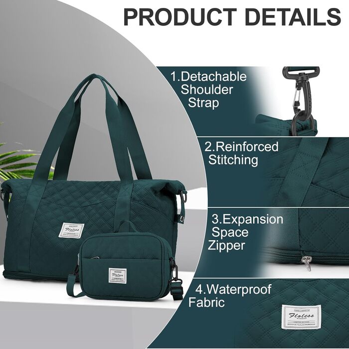 Спортивна сумка для жінок, дорожня сумка-дуфіль, фітнес-сумка, дорожня сумка-валіза, водонепроникна, з кульбакою та сумочкою для мокрих речей, бежева (F8-pfauenblau), з розширенням та кульбакою