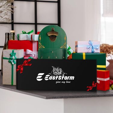 Настінний відкривачка для пляшок з контейнером EASTSTORM, дерев'яний, подарунок для чоловіків, на День батька, для пива