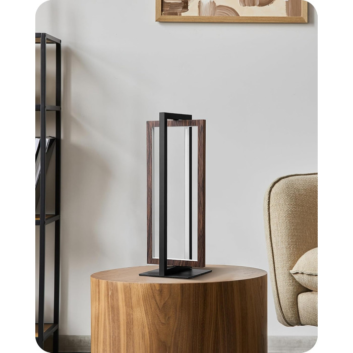 LED настільна лампа EDISHINE з дерева, торкання, регулювання яскравості та функція пам'яті, 3 колірні температури, 350 люмен, сучасна лампа для вітальні, офісу, подарунок (горіх, сучасний стиль)