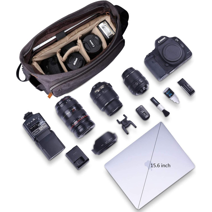 Сумка для камери Estarer: водонепроникна, для DSLR/SLR, 15.6 дюймів, сіра