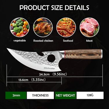 Ніж кухарський Kitchvalor 6 дюймів (15 см) з високоякісної сталі, кухонний ніж, ніж для нарізання, ергономічна ручка, подарункова коробка (Viking Knife)