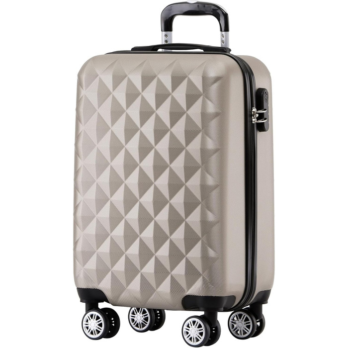 Чемодан Beibye Zwiingsroen 2066 з серцем: 15 кольорів, ABS-пластик, замок з подвійним блискавкою, ексклюзивна внутрішня обробка та розширені функції (Шампанське, M)