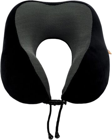 Подушка для шиї з піною з пам'яті, 360-градусна підтримка голови, зручна та легка, ідеальна для сну в літаку, авто, поїзді, автобусі та вдома, з чохлом для зберігання (Чорна)