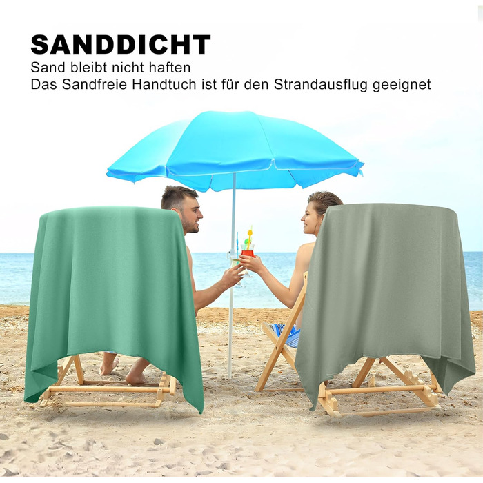 HiiPeak Рушник з мікрофібри: компактний, легкий, швидковисихаючий для спорту та басейну (180 x 90 см, колір: зелений)