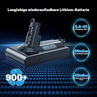 Акумулятор для пилососа Dyson V10, 7200mAh, замінний, сумісний з V10 Animal, Absolute, Fluffy, Motörhead, Total Clean