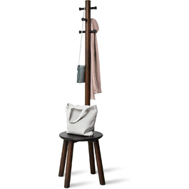 Umbra Pillar Coat Rack with Bench, Default_no_Selection_Value, White/Natural, One Size (Black/Walnut, Coat Rack with Bench)