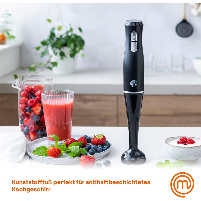 Стабілізатор MasterChef Edelstahl 3 в 1: блендер, міксер, пінозбивач. 400W, 2 швидкості, для кухні, миється в посудомийній машині
