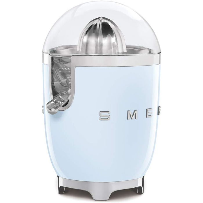 Електрична соковижималка для цитрусових Smeg CJF11CREU, 70 Вт, з фільтром та конусом із нержавіючої сталі, синя