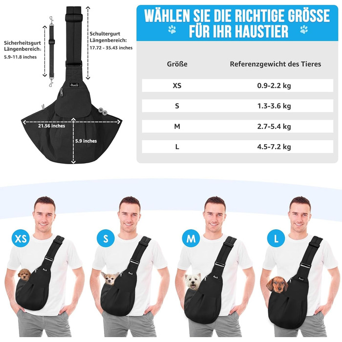 Сумка-переноска для собак SlowTon, чорна водонепроникна, M (для тварин 2,7-5,4 кг)