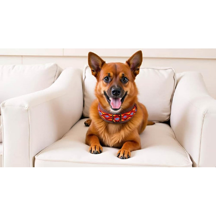 Нашийник для собак Extra-Wide & Soft з неопреновою підкладкою (XS, 32-37 см) - Червоно-кольоровий на коричневому